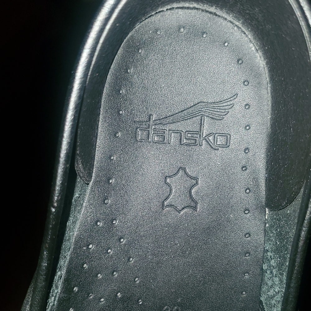 Dansko Black Embossed Leaf Pattern Clogs - image 5